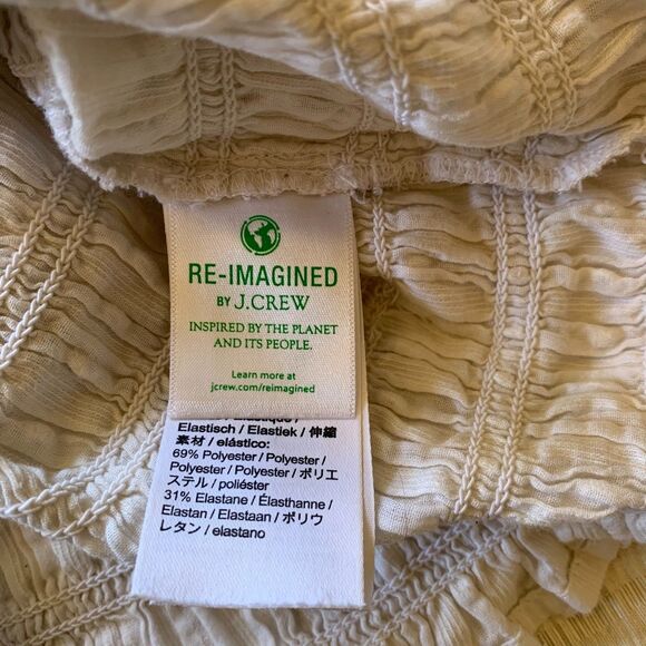 RE-IMAGINED by J. Crew White Smocked Puff Sleeve Textured Top Tee Swiss Dot XS - Picture 4 of 6